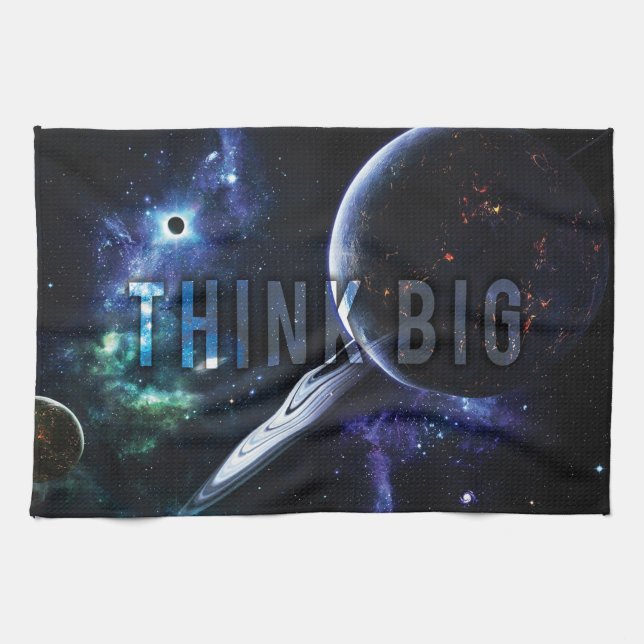 TÄNKA BIG - Space och Universe Motivational Kökshandduk (Horisontell)
