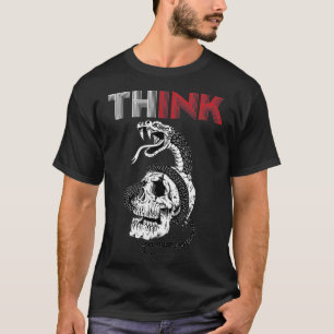 Tänka Bläck Coola Tatto Artist Snake and Skull Sty T Shirt