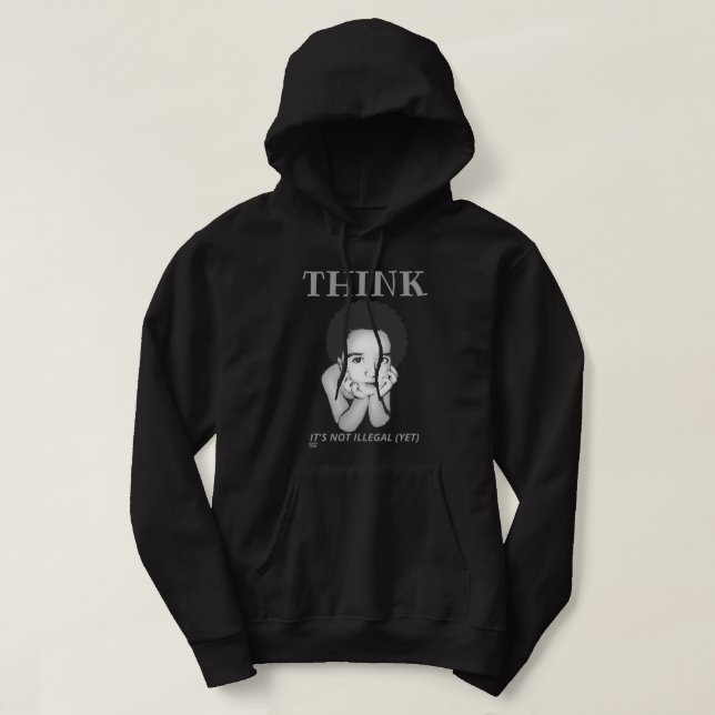 "TÄNKA, DET ÄR INTE ILLEGAL (JET)" HOODIE (Design framsida)