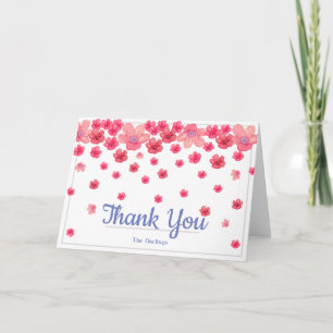 Tänka Dusty Pinks Card med blomkorgsblommor Tack Kort