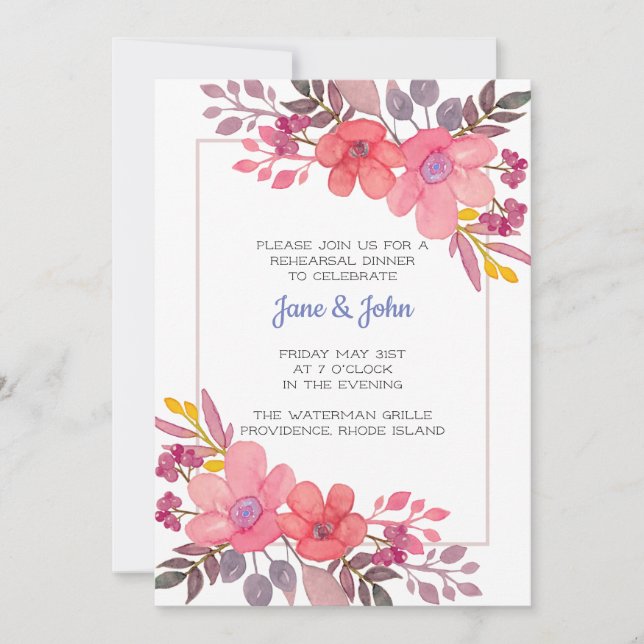 Tänka Dusty Pinks-inbjudan Inbjudningar (Framsida)