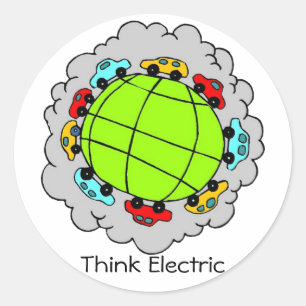 Tänka Electric Cars Sticker Runt Klistermärke