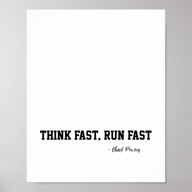 Tänka Fast Springa Fast Sports Football Motivation Poster (Framsidan)