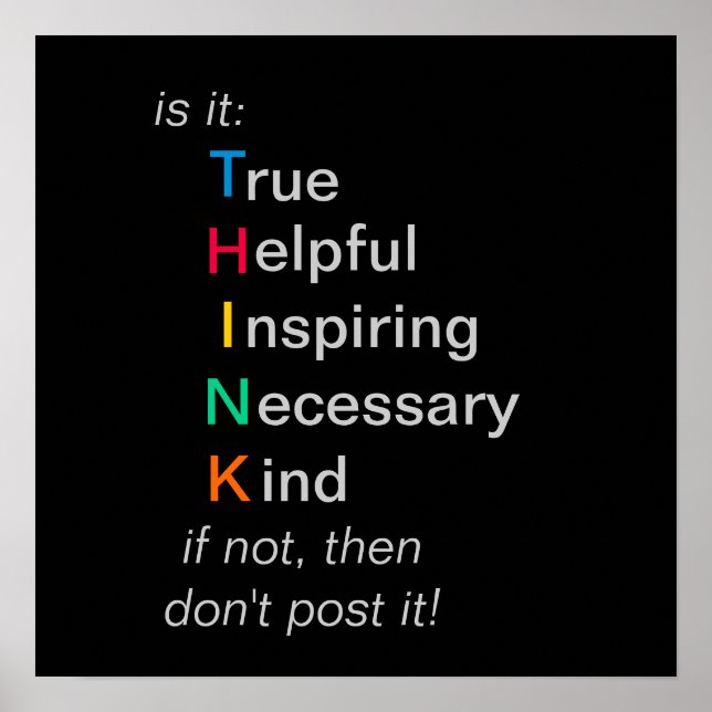 TÄNKA - före ditt inlägg - poster (Framsidan)