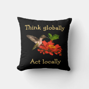 Tänka Global Act Locally Hummingbird Pillow Kudde