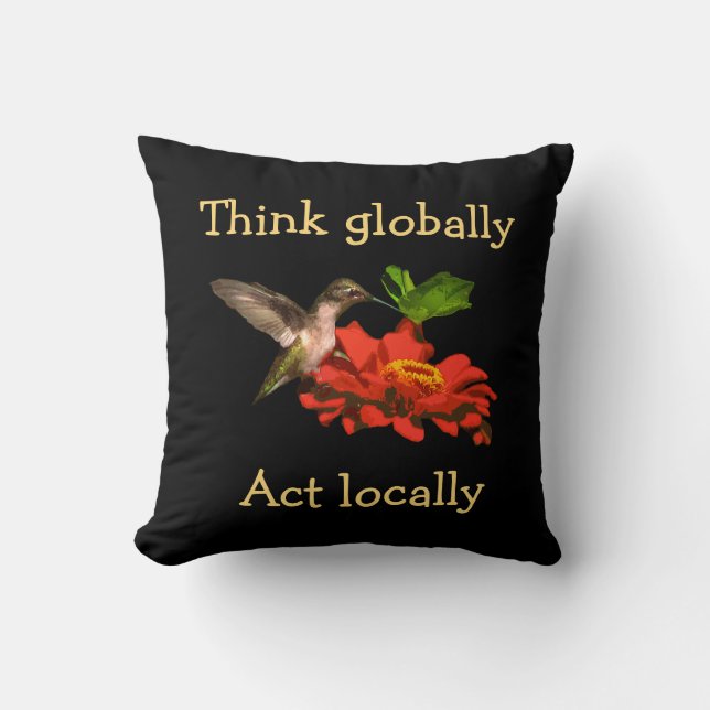 Tänka Global Act Locally Hummingbird Pillow Kudde (Framsida)