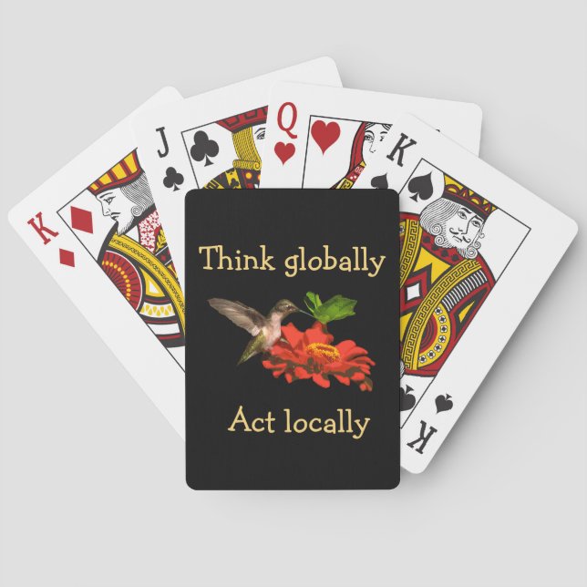 Tänka Global Act Locally Red-uppspelningskort Casinokort (Baksidan)