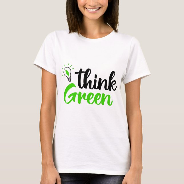 tänka grönt t shirt (Framsida)