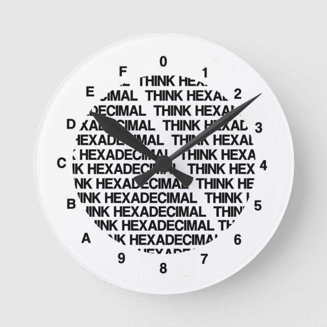 Tänka Hexadecimal (Clock Template Geek Humor) Rund Klocka (Framsida)