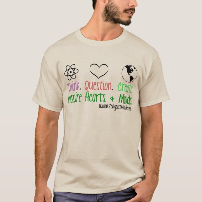 Tänka. Ifrågasätta. Skapa T-shirt (Framsida)