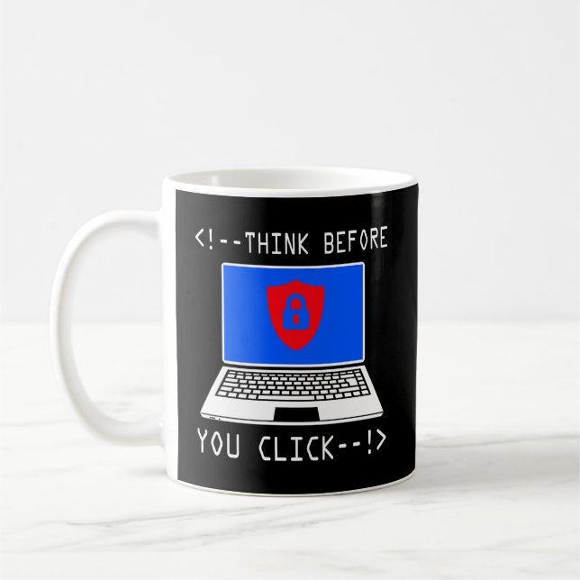 Tänka Innan du klickar på Gif för cybersäkerhet Kaffemugg (Vänster)