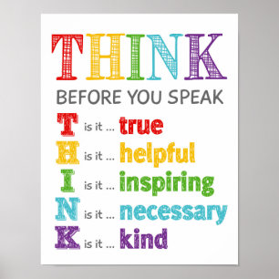 Tänka innan du Poster Classroom Anti Bully