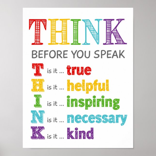 Tänka innan du Poster Classroom Anti Bully (Framsidan)