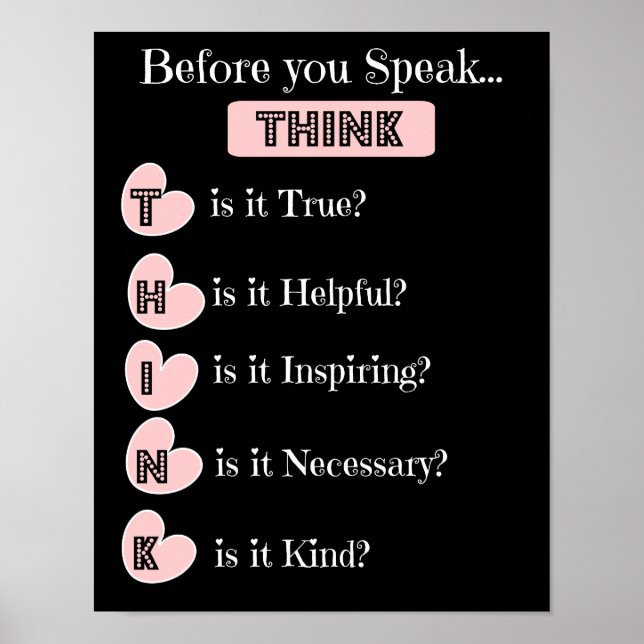 TÄNKA innan du pratar, Familj Poster (rosa svart) (Framsidan)