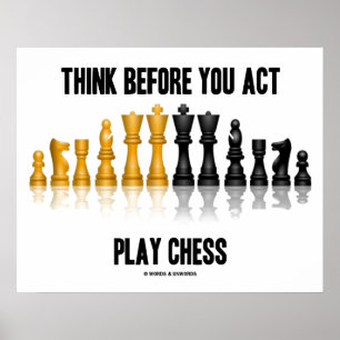Tänka innan du spelar reflekterande schack poster