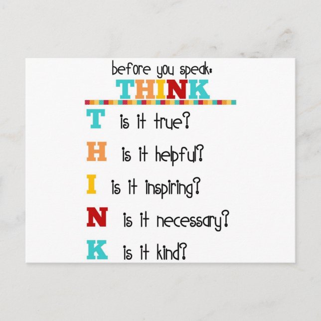 Tänka innan du talar vykort (Framsida)