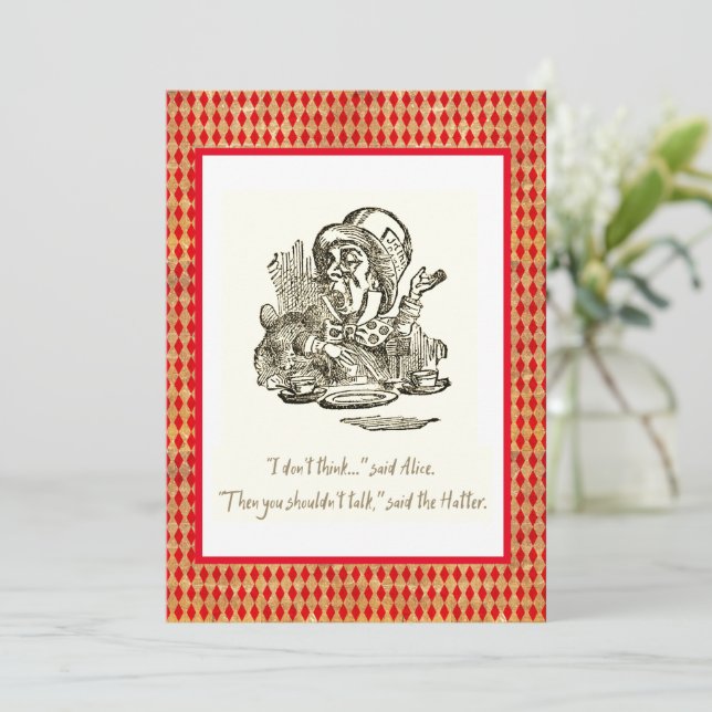 Tänka inte Alice Mad Hatter-citatet Kort (Stående Fram)