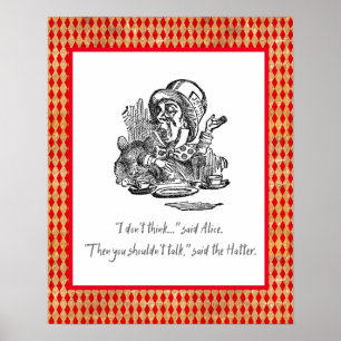 Tänka inte Alice Mad Hatter-citatet Poster