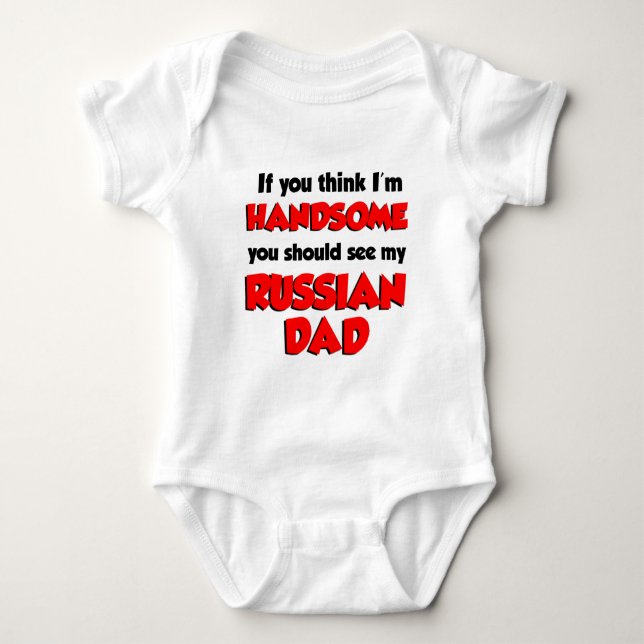 Tänka Jag är Handsome Russian Pappa Tee Shirt (Framsida)