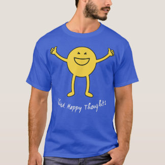 Tänka Lycklig Tankar Cute Gult Smile Ansikte Funny T Shirt