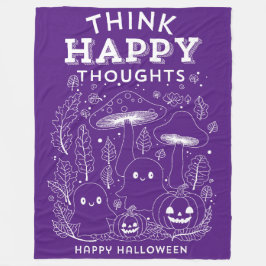 Tänka lycklig tankar Halloween-uppsamlingsplats Fleecefilt