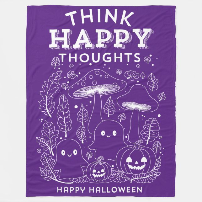 Tänka lycklig tankar Halloween-uppsamlingsplats Fleecefilt (Framsidan)