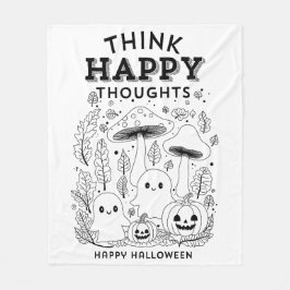 Tänka lycklig tankar Halloween-uppsamlingsplats Fleecefilt