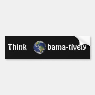 Tänka Obamatively_world, vit på svart Bildekal