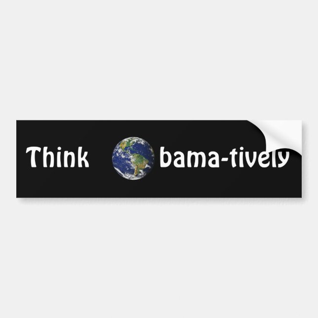 Tänka Obamatively_world, vit på svart Bildekal (Framsidan)