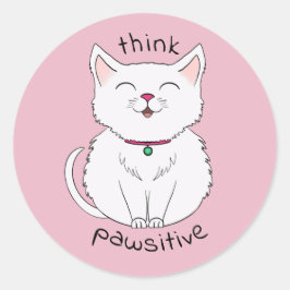 Tänka Pawsitive Cat Illustration Runt Klistermärke