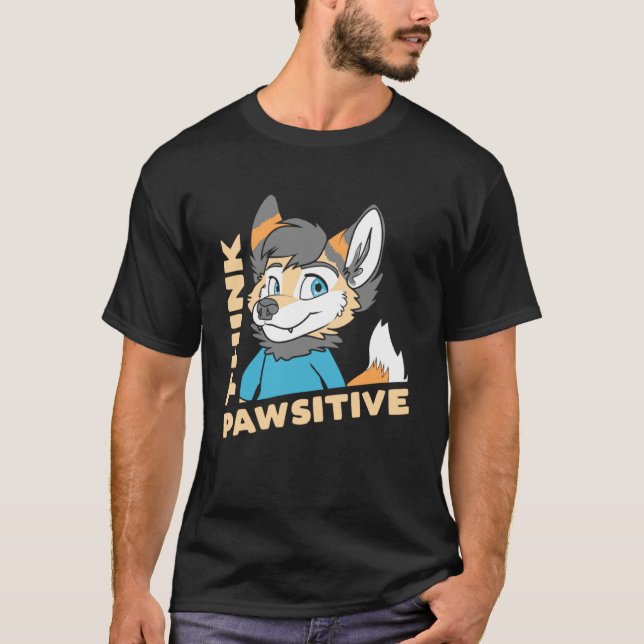 Tänka Pawsitive Tänka Positive Cute OwO Furdress T Shirt (Framsida)