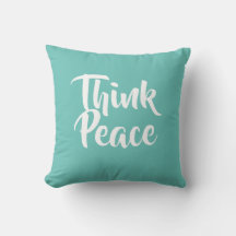 Tänka Peace Teal Dekorativ kudde
