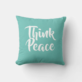 Tänka Peace Teal Dekorativ kudde