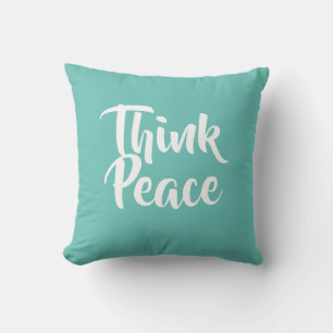 Tänka Peace Teal Dekorativ kudde