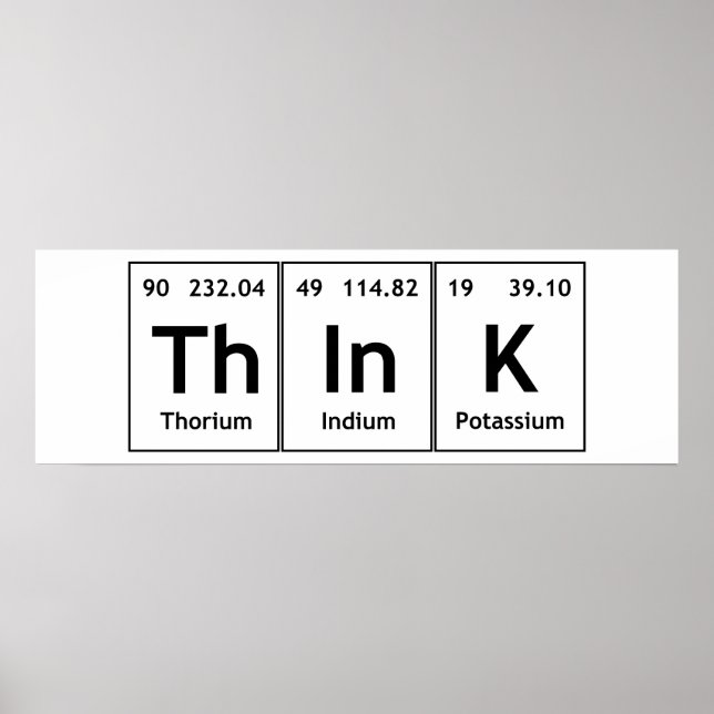 Tänka Periodisk kemi Bord Inslag Ord Poster (Framsidan)