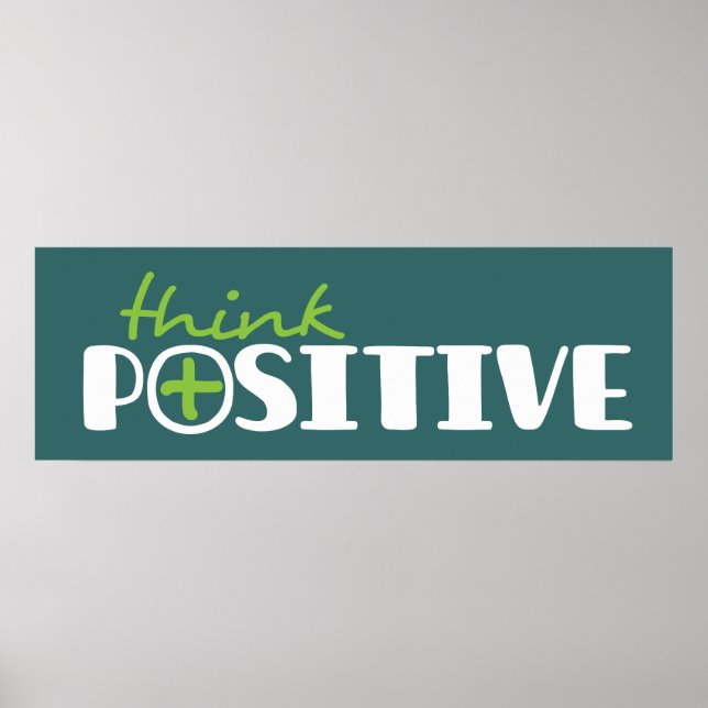 Tänka positiv grafik med lång grönt poster (Framsidan)