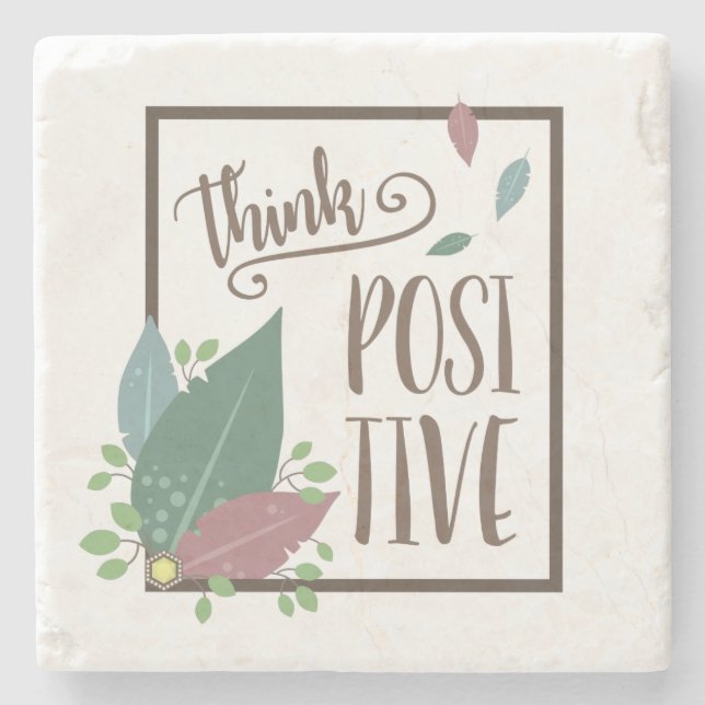 Tänka-positiv motivation fjäder boho stenunderlägg (Framsidan)