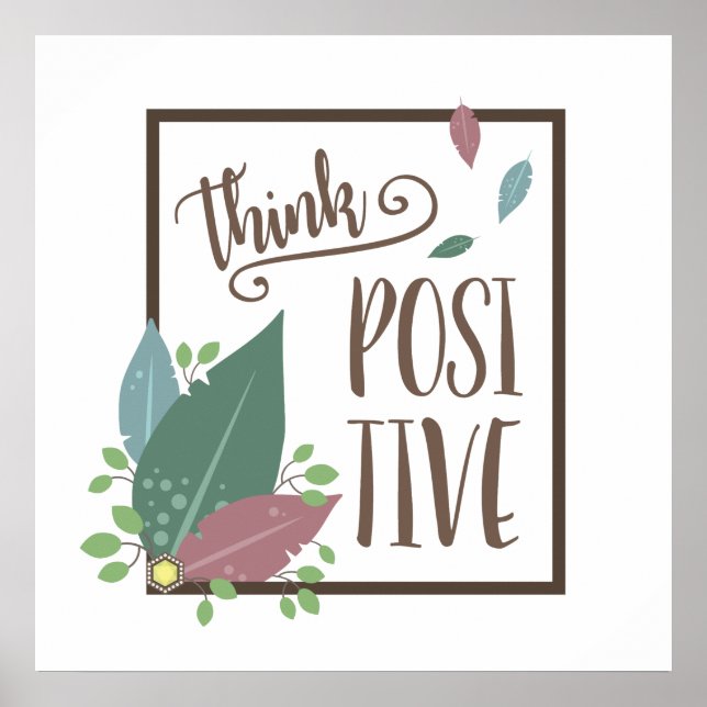 Tänka-positiv, motiverande boho-ludd poster (Framsidan)