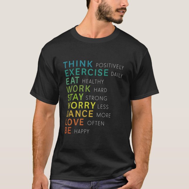 Tänka Positive Affirmation Inspirational Motivatio T Shirt (Framsida)