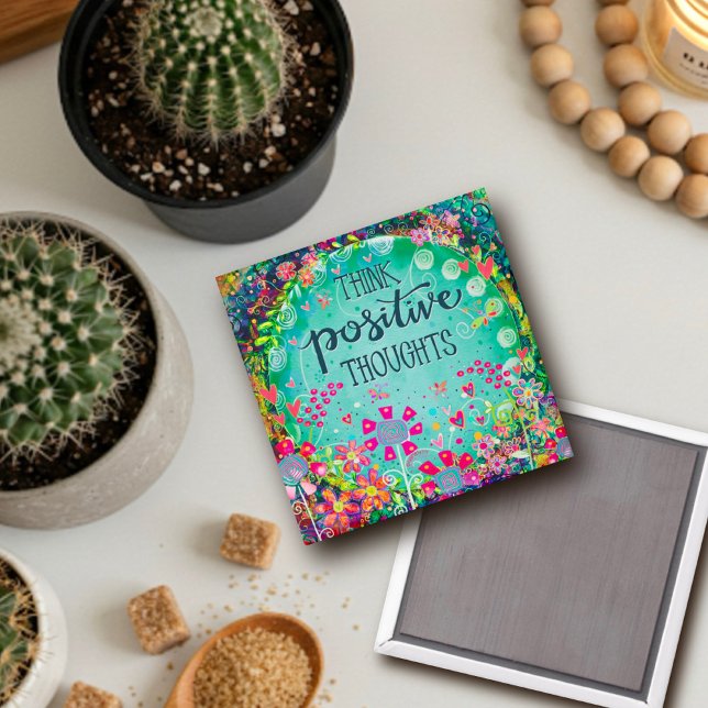 Tänka Positive Thoughts Söt Inspirational Roligt Magnet (Skapare uppladdad)