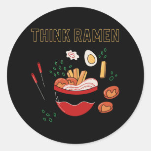 Tänka ramyun ramyeon. Pasta Noodle älskare Runt Klistermärke