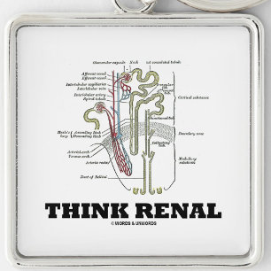 Tänka Renal (Nephron från njurarna) Fyrkantig Silverfärgad Nyckelring