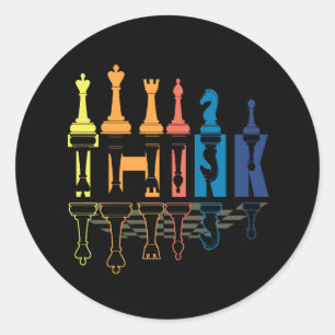 Tänka Retro Vintage Chess Delar Player Coach Boar Runt Klistermärke