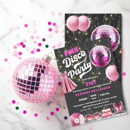 Tänka Rosa Core Disco Party Inbjudningar