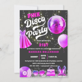 Tänka Rosa Core Disco Party Inbjudningar