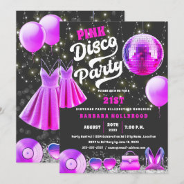 Tänka Rosa Core Disco Party Inbjudningar