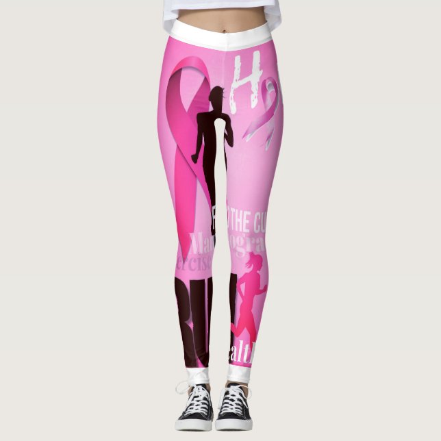 Tänka rosa medvetenhet om bröstcancer leggings (Framsida)