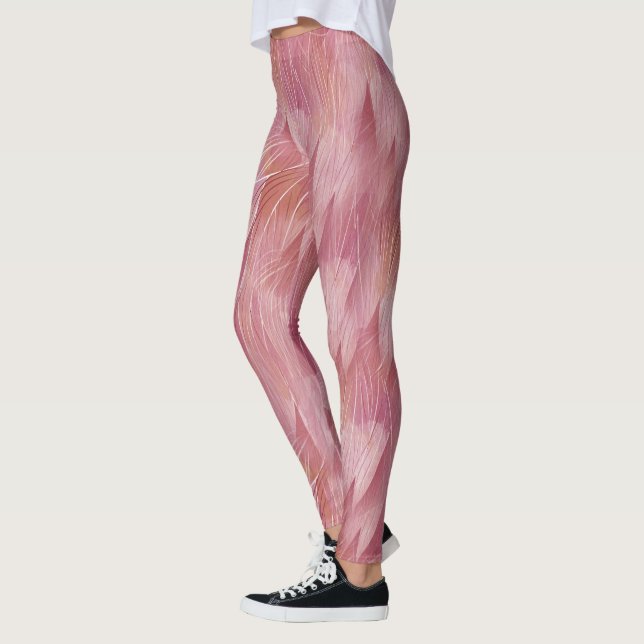 Tänka Rosa Pop Flamingo Feathers Leggings (Vänster)