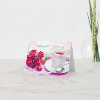 Tänka Rosa Tea Kort