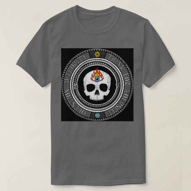 Tänka till er egen frågemyndighet t shirt (Design framsida)